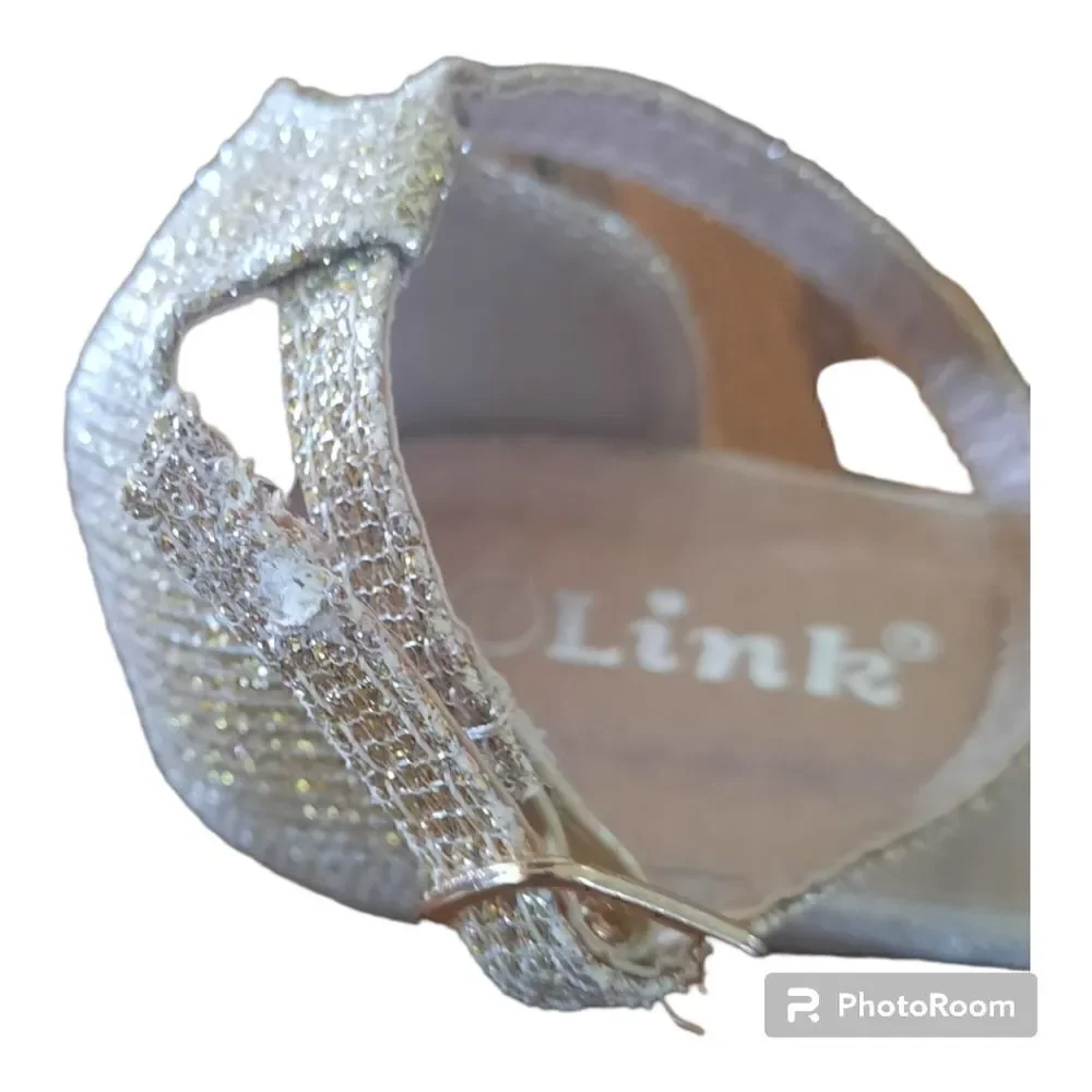 Link Daiso-35K  Closed Toe Ankle Strap Shiny Jeweled Ballerina Flats